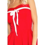 Rochie Pin Up rosie clos cu funda si snur decorativ Rochie Pin Up rosie clos cu funda si snur decorativ